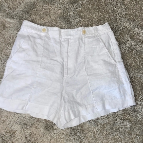 Madewell NWT Clean Button-Tab Shorts in 100% Linen Women’s Size 10 Eyelet White - Picture 4 of 8